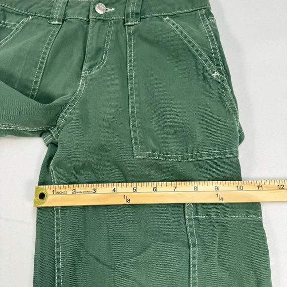 Garage Wide Leg Cargo Jeans Womens Size 1 Green Denim High Rise Pockets - Picture 10 of 12